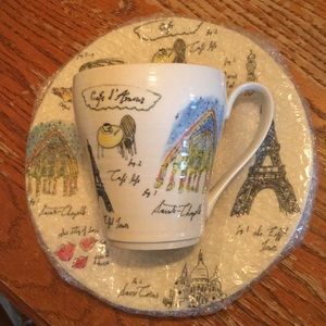 Anthropologie Paris I ♥️ You Linea plate and mug